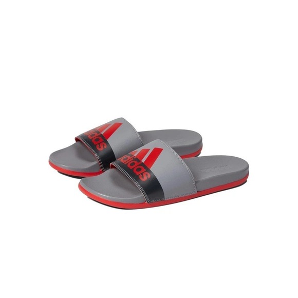 Adidas Adilette Comfort Mens Sz 18‎ Red Grey Three-Carbon Slides Slip On - Picture 1 of 6